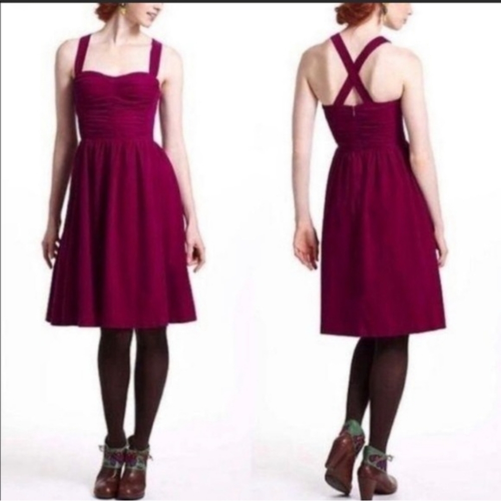 ANTHROPOLOGIE HD PARIS Corduroy Paca Halter Sweetheart Neckline Dress